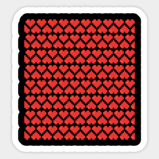 Seamless Pattern of Red Pixel Hearts Sticker